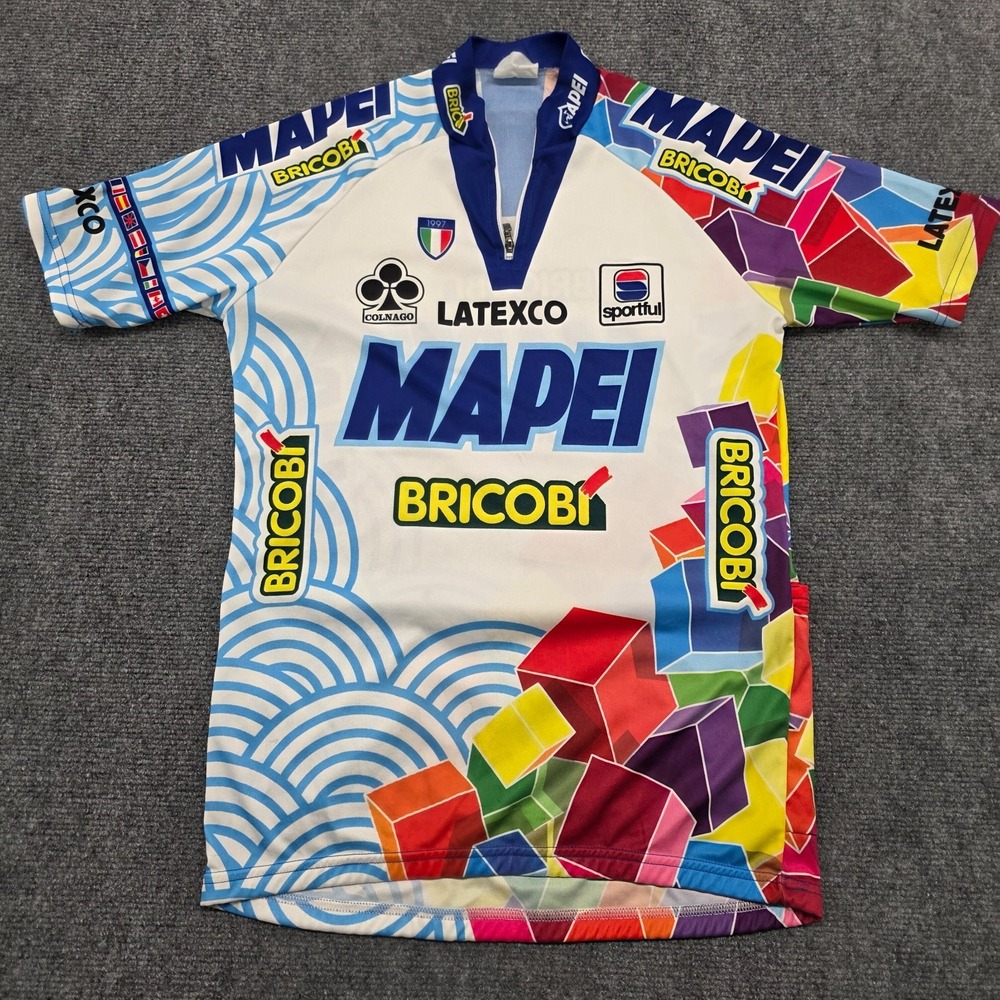 Vintage Sportful Mapei Bricobi 1/4 Zip Cycling Jersey Size M/L